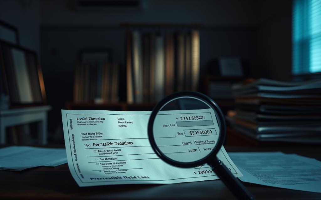 A Dimly Lit Office Interior, With A Desk, Computer, And Stacks Of Legal Documents. In The Foreground, A Paycheck Is Prominently Displayed, With A Magnifying Glass Hovering Over It, Highlighting The Fine Print Of Permissible Deductions. The Background Features Shadows And Muted Tones, Conveying A Sense Of Legal Complexity And Uncertainty. Dramatic Backlighting Casts A Moody Atmosphere, Emphasizing The Weight And Significance Of The Subject Matter. The Overall Scene Suggests The Careful Examination And Understanding Required When Navigating The Nuanced World Of Paycheck Deductions And Employer Rights. A Dimly Lit Office Interior, With A Desk, Computer, And Stacks Of Legal Documents. In The Foreground, A Paycheck Is Prominently Displayed, With A Magnifying Glass Hovering Over It, Highlighting The Fine Print Of Permissible Deductions. The Background Features Shadows And Muted Tones, Conveying A Sense Of Legal Complexity And Uncertainty. Dramatic Backlighting Casts A Moody Atmosphere, Emphasizing The Weight And Significance Of The Subject Matter. The Overall Scene Suggests The Careful Examination And Understanding Required When Navigating The Nuanced World Of Paycheck Deductions And Employer Rights.